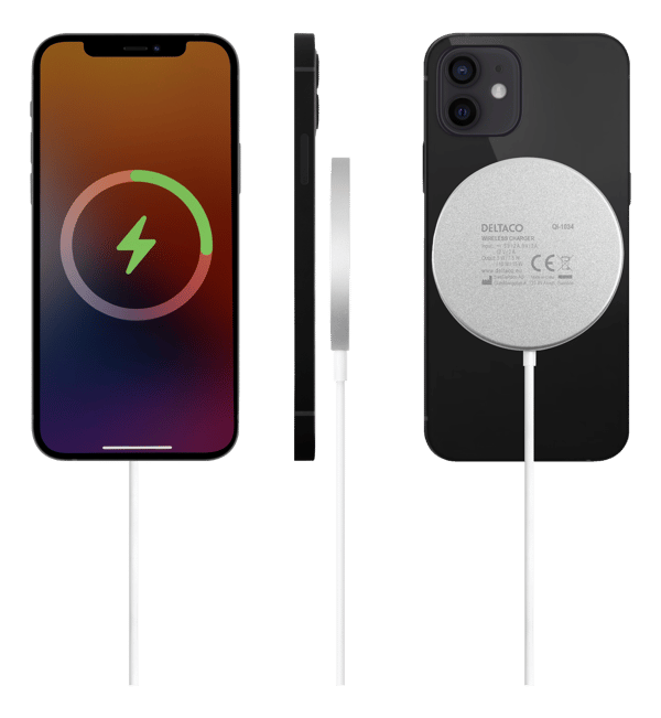 Magnetic wireless charger, iPhone 13/14/15/16, USB-C, wh/si
