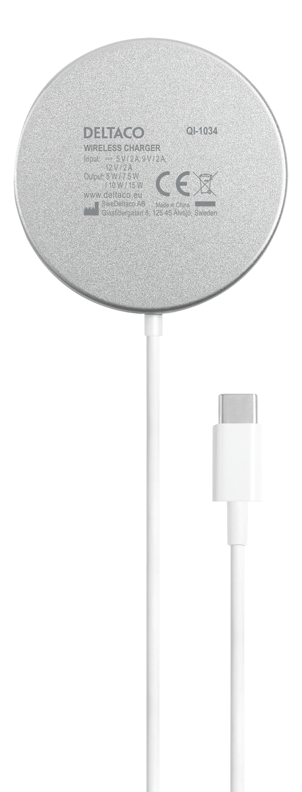 Magnetic wireless charger, iPhone 13/14/15/16, USB-C, wh/si