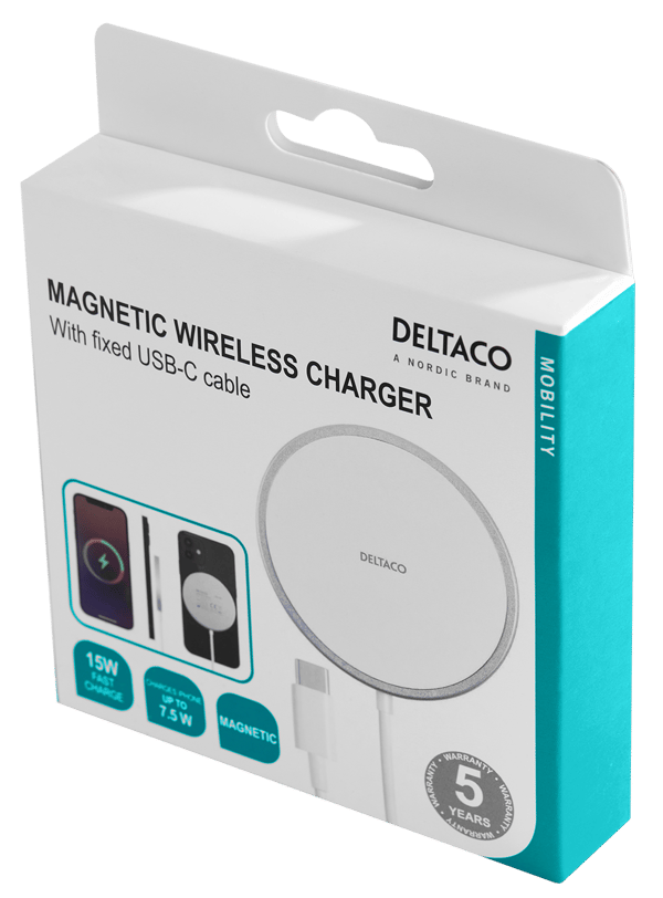 Magnetic wireless charger, iPhone 13/14/15/16, USB-C, wh/si