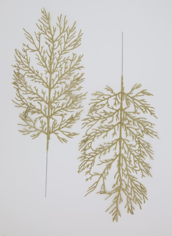Kunstig filigran blade Julepynt 5-pack Guld