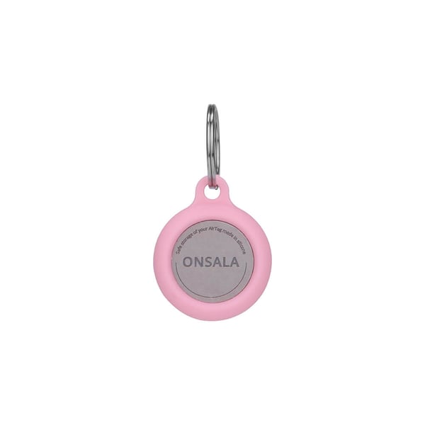 Airtag Holder Silikon Rosa med Nøkkelring