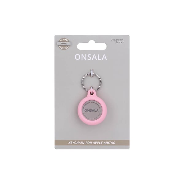 Airtag Holder Silikon Rosa med Nøkkelring