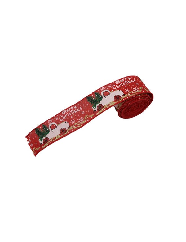 Dekorationsbånd julerød med julemotiv 5 cm / 6 m