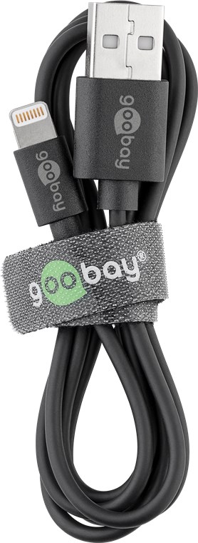 Lightning USB-kaapeli lataamiseen ja synkronointiin, 0,5 m, musta