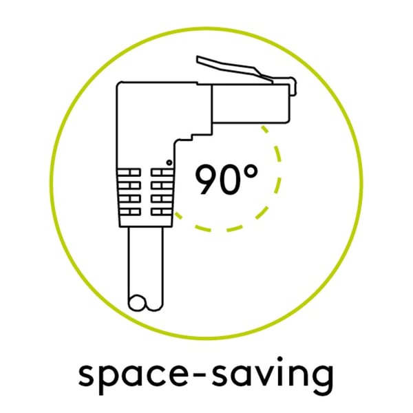 Patch-kaapeli CAT 5e, 2x 90° kulma, U/UTP, valkoinen, 1 m