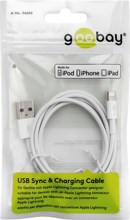 Lightning USB-kaapeli lataamiseen ja synkronointiin, 1 m, musta