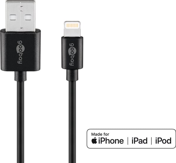 Lightning USB-kaapeli lataamiseen ja synkronointiin, 1 m, musta