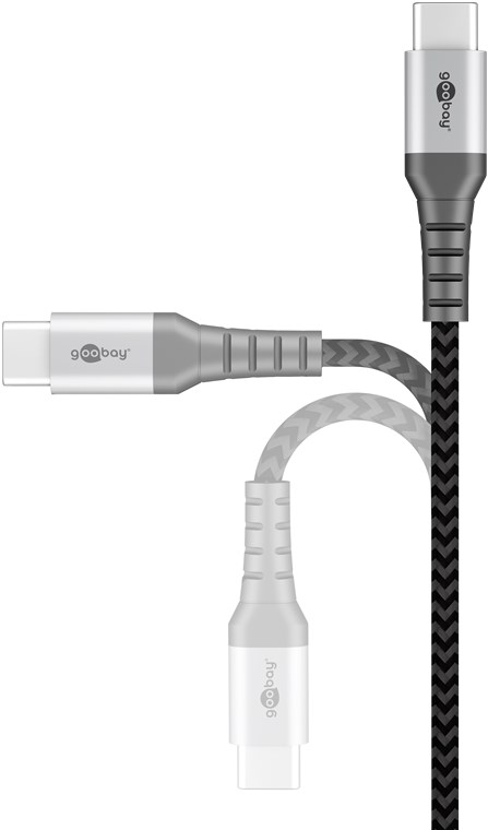 USB-C â„¢ - USB-C â„¢ Tekstiilikaapeli metalliliittimillä (avaruudenharmaa / hopea) 2 m