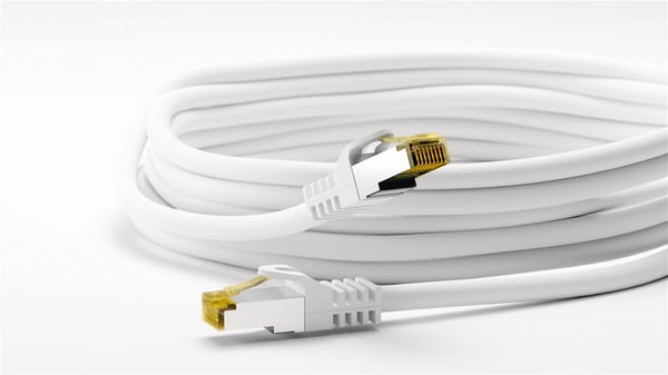 RJ45 patchkabel S/FTP (PiMF), 500 MHz, med CAT 7 råkabel, hvit, 5 m