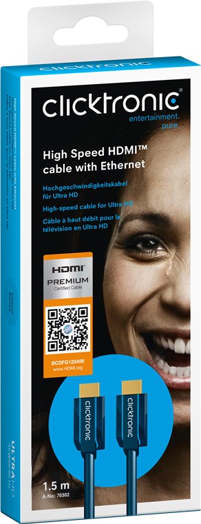Ensiluokkainen nopea HDMI™-kaapeli Ethernet-liitännällä
