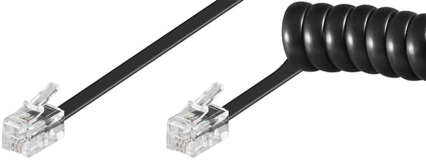 Telefonrørets opprullede kabel