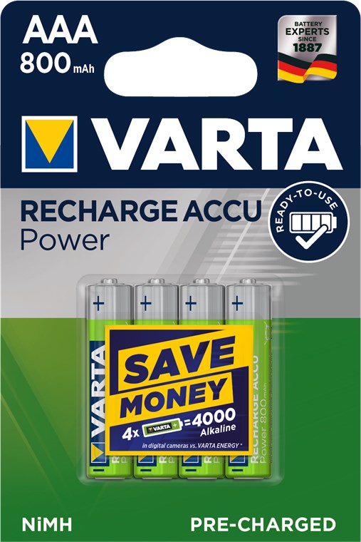 AAA (Micro)/HR03 (56703) oppladbart batteri - 800 mAh, 4 stk. i blister