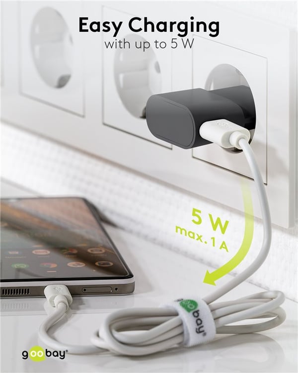 USB-A-laddare (5 W) svart