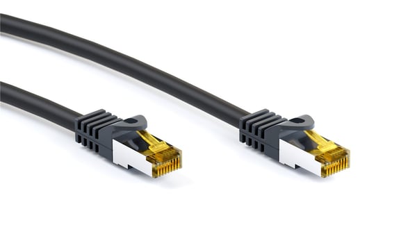 RJ45 patchkabel CAT 6A S/FTP (PiMF), 500 MHz, med CAT 7 råkabel, svart