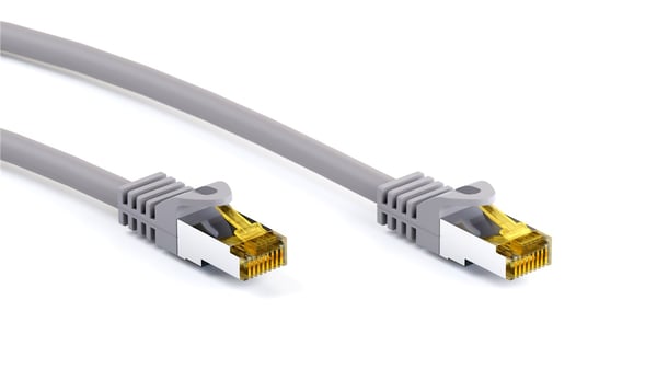 RJ45 netværkskabel S/FTP (PiMF), 500 MHz, med CAT 7 råkabel, grå, 30 m