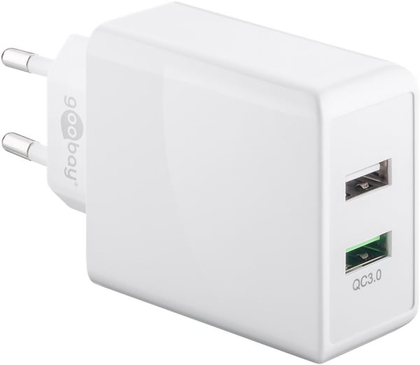 USB-A QC dobbelt hurtigoplader (28 W) hvid