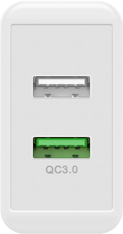 USB-A QC dobbelt hurtigoplader (28 W) hvid