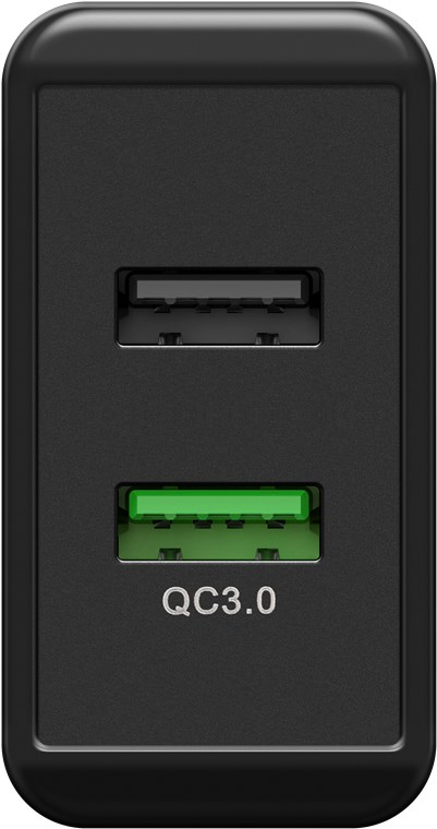 USB-A QC dobbelt hurtigoplader (28 W) sort
