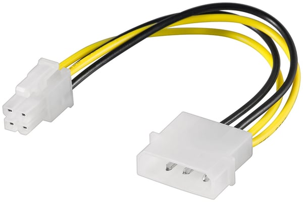 PC strømkabel/adapter; 5,25 tommer hann til ATX12 P4; 4-pinners