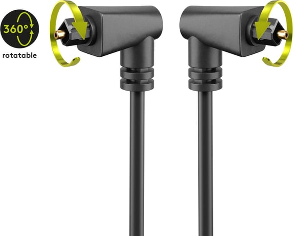 TOSLINK-kabel, dobbeltsidig, vinklet og roterbar