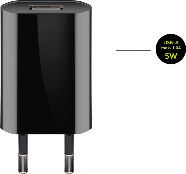 USB-A-laddare (5 W) svart