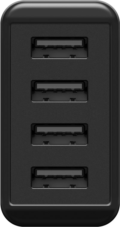 4-tie USB-laturi (30W) musta