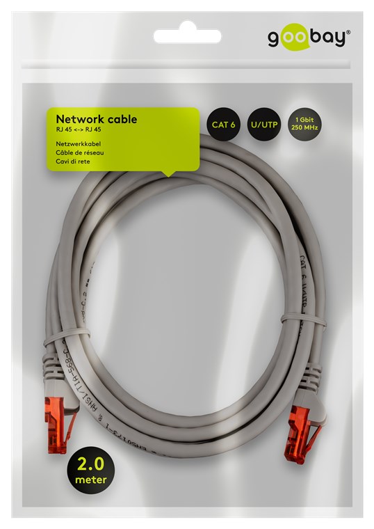 CAT 6 patchkabel, U/UTP, grå