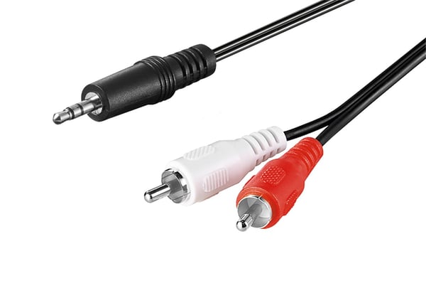 Lydkabel AUX-adapter; 3,5 mm hann til stereo RCA hann; CU