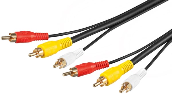 Komposiitti audio/video-liitäntäkaapeli; 3x RCA RG59-videokaapelilla