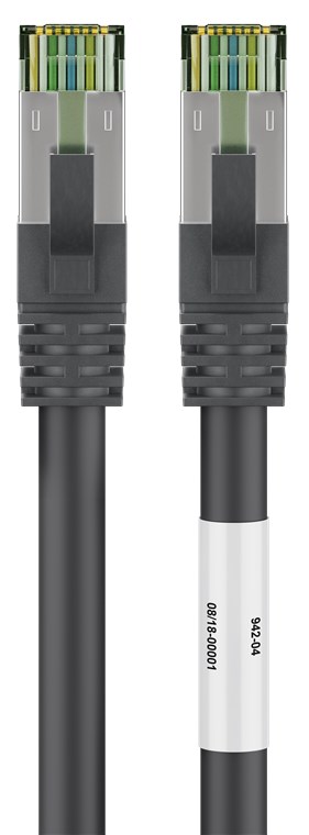 RJ45 (CAT 6A, 500 MHz) patchkabel med CAT 8.1 S / FTP råkabel, 16706