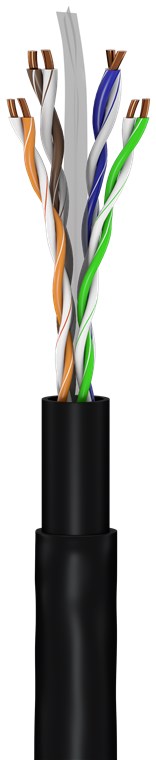 Patchkabel CAT 6A för dragning utomhus, U/UTP, svart