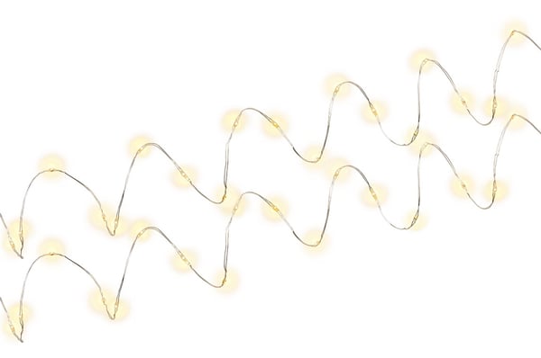 2 x lyslenke med sølvtråd og 20 LED-lys, inkl. timer 2 x lyslenke med sølvtråd og 20 LED-lys, inkl. timer
