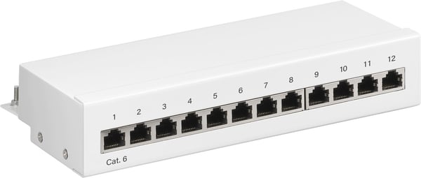 CAT 6 mini/desktop-patch-panel, 12 porte (1 HE)