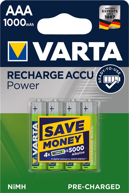 AAA (Micro)/HR03 (5703) genopladeligt batteri - 1000 mAh, 4 stk. i blister
