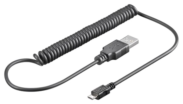 Mikro USB opladnings- og synkroniseringskabel, spiralkabel