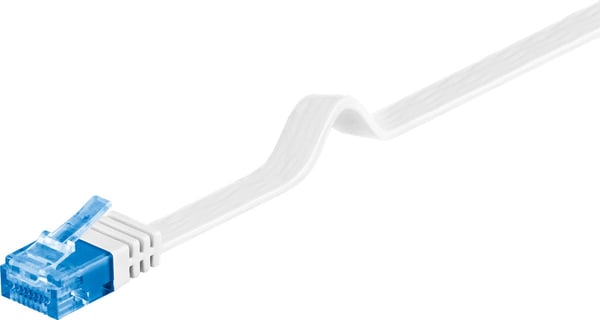 CAT 6A flat patchkabel, U/UTP, hvit