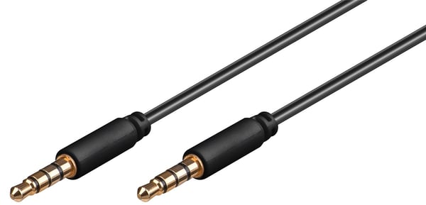Lydtilkoblingskabel AUX, 3,5 mm stereo 4-pins, smal, CU