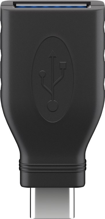 USB-C™/USB-A 3.0 OTG SuperSpeed sovitin latauskaapeleille, musta