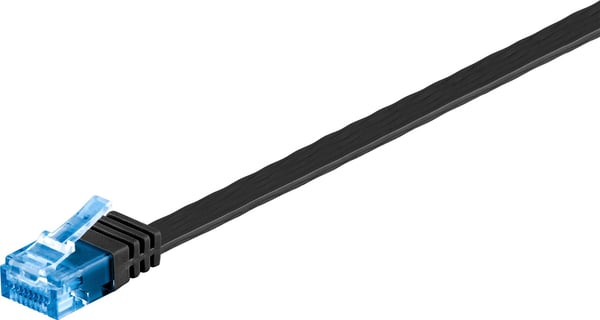 CAT 6A flat patchkabel, U/UTP, svart