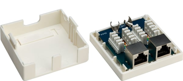 2-ports RJ45-koblingsboks, CAT 6, STP, hvit