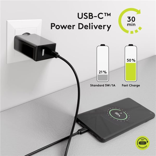USB-C™-kabel, 1 m, sort