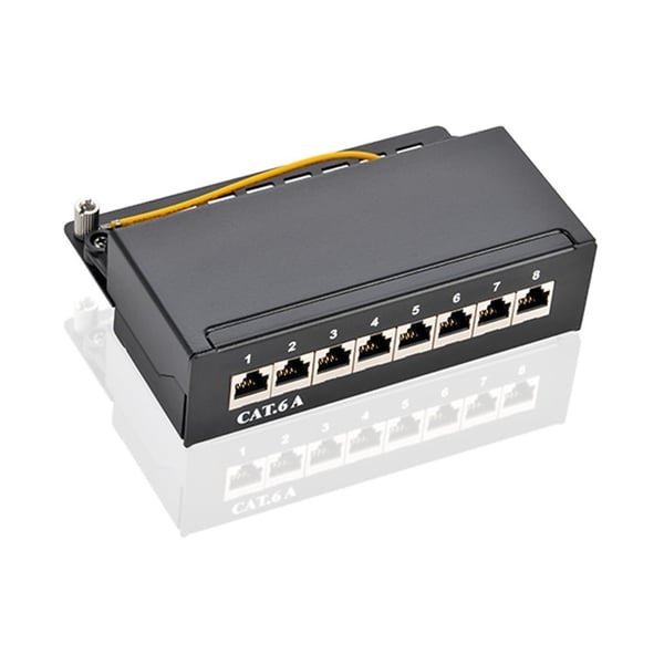 CAT 6a Mini/Desktop Patch Panel, 8 Ports