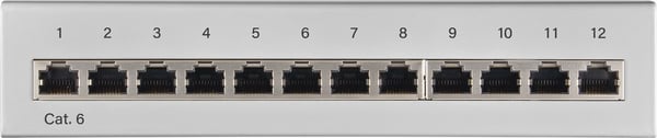 CAT 6 mini/desktop-patch-panel, 12 porte (1 HE)