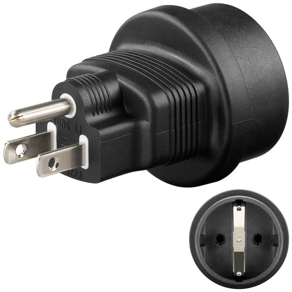 Reiseadapter Europa til USA/Japan, svart