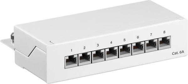 CAT 6a mini/desktop-patch-panel, 8 porte (1 HE)