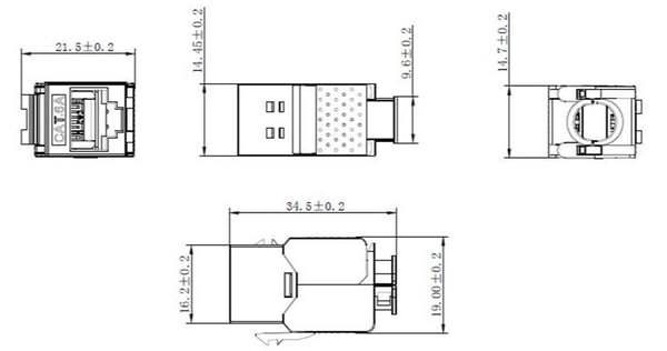 Keystone-moduuli RJ45 CAT 6A, STP, ohut