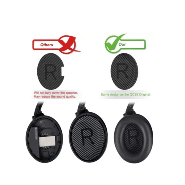 Öronkuddar för Bose QC35 I/II, QC25, QC15, QC 2 AE 2, AE 2i, AE 2w, SoundTrue, SoundLink Black