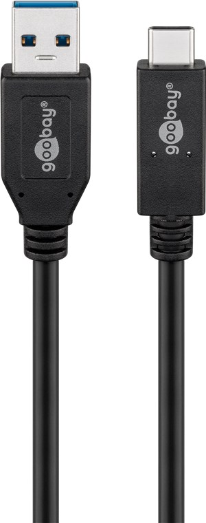USB-C™-kabel USB 3.2 Gen 2, 3 A, 0,5 m, svart USB-C™-kabel USB 3.2 Gen 2, 3 A, 0,5 m, svart