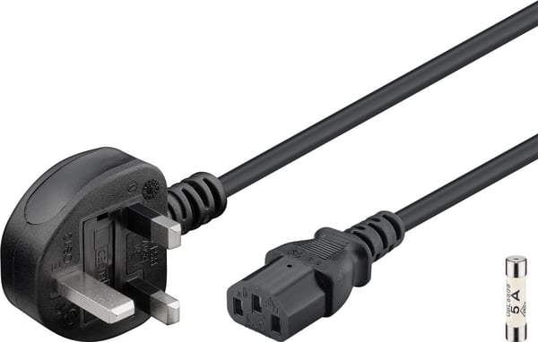 Apparatkabel UK/Storbritannien, 1,5 m, sort
