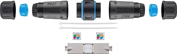 Utendørs (IP68) LAN-kabelkontakt, CAT 6A skjermet